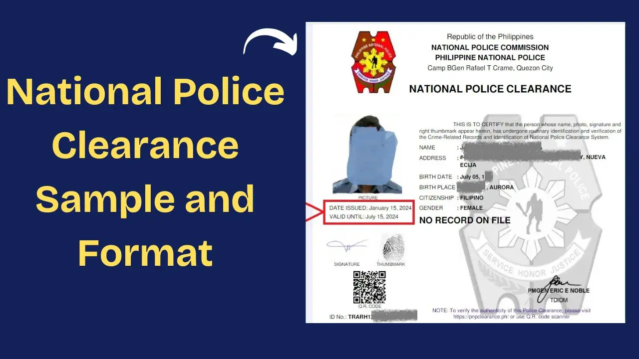 National Police Clearance Sample and Format